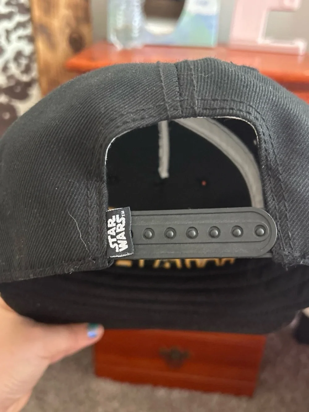 Star Wars Black and Gold Logo Snapback Hat with Graphic Brim